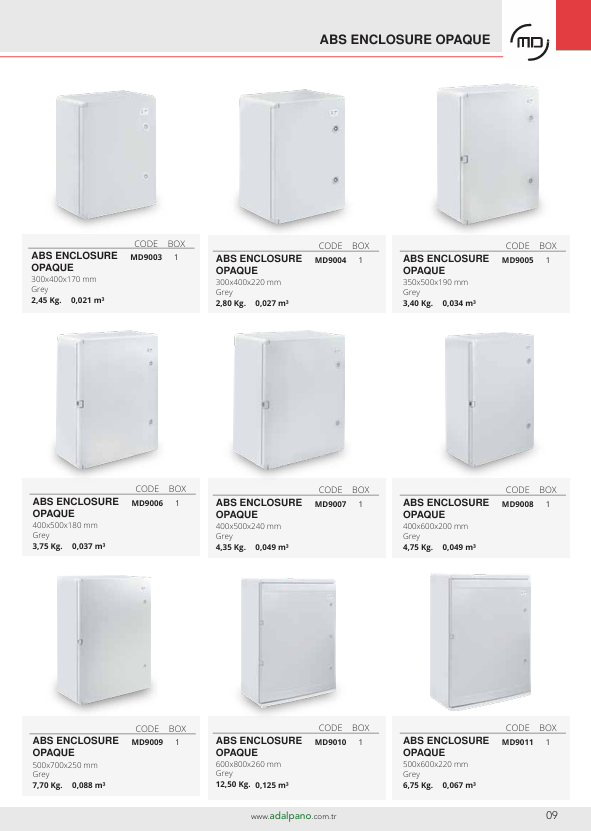 ABS ENCLOSURE OPAQUE.